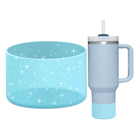 WUQID Protective Bling Silicone Boot Sleeve, Compatible with Stanley Tumbler 20-40oz & Hydro Flask Bottle 12oz-24oz, Glitter Reduces Dents Sleeve Cover for More Bottles/Tumblers Bottom of 2.83-2.95in