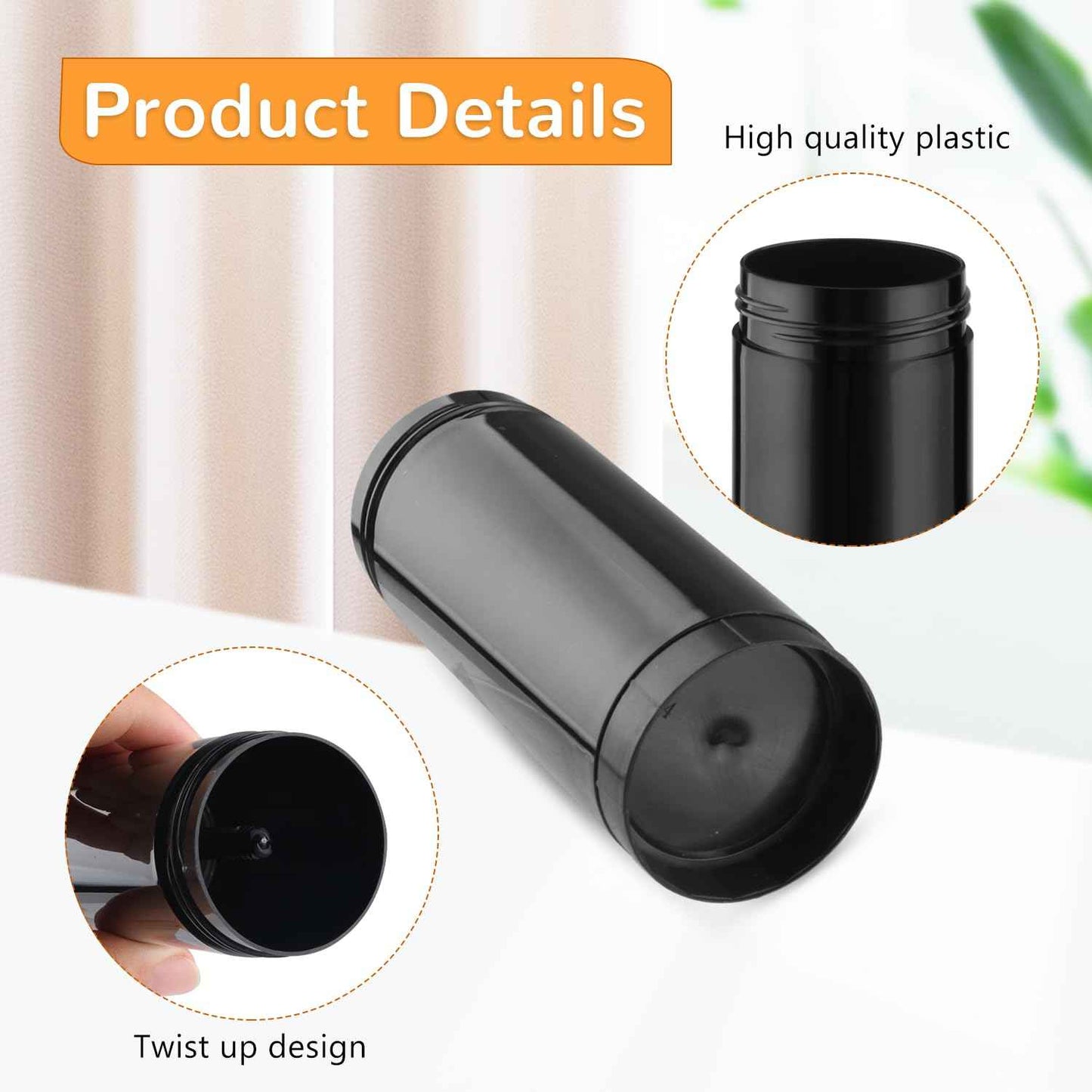 8 Pcs 60ml/2oz Plastic Deodorant Containers Empty Filling Stick Tube Deodorant Bottles for DIY Cosmetic Lotion Bar Sunscreen Lip Balm Crayon - Black