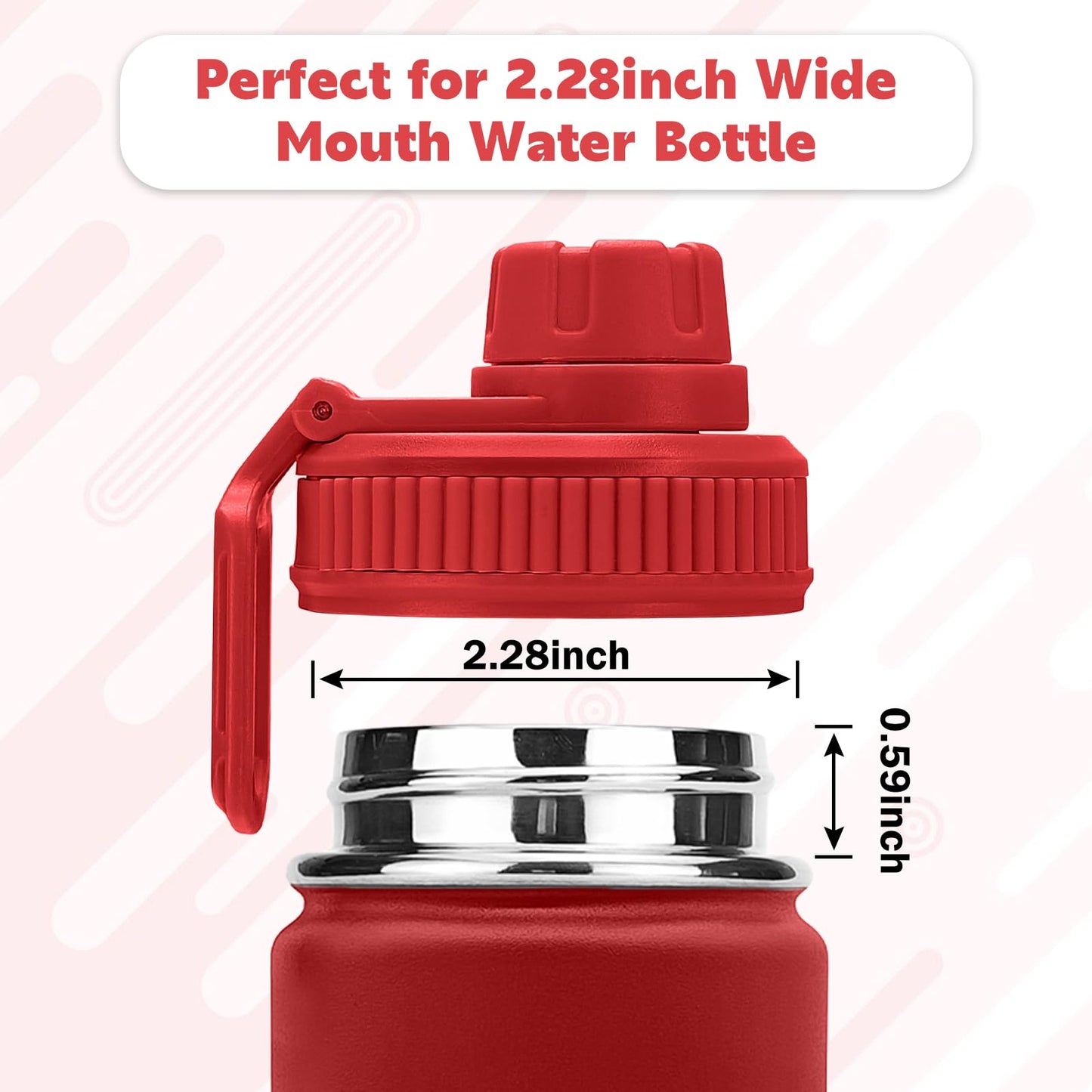 XccMe Spout Lid for Hydro Flask Wide Mouth Sport Water Bottles,2 Pack Replacement Lids for Most 12,14,16,18,20,22,32,40,64oz Wide Mouth Water Bottles with Handle Easy to Carry (Black+Red)