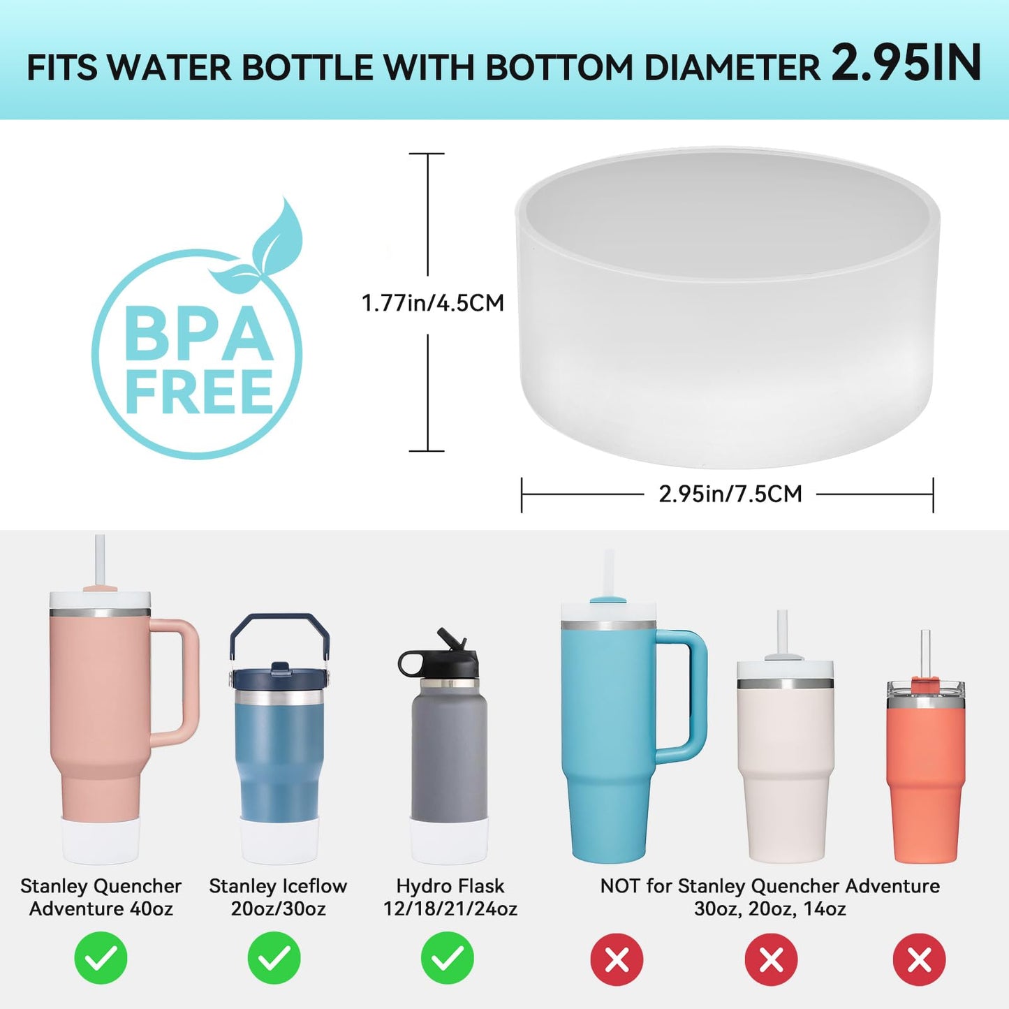 2 PCS for Stanley Boot, Silicone Bottom for Stanley Cup Boot Quencher Adventure 40oz&for Hydroflask Boot 12-24oz for Stanley Tumbler Accessories for Stanley Cup Accessories Avoid Scratches&Noise