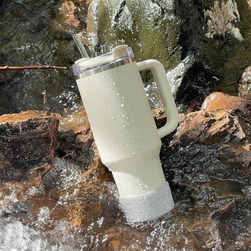 WORBSS Diamond Glitter Silicone Boot for Stanley Cup 40oz Tumbler & Simple Modern 30-40oz Trek Tumbler Accessories for 2.8-2.9 inch Trapezoidal Cylinder Base Water Bottles Bottom Anti-Slip Sleeve