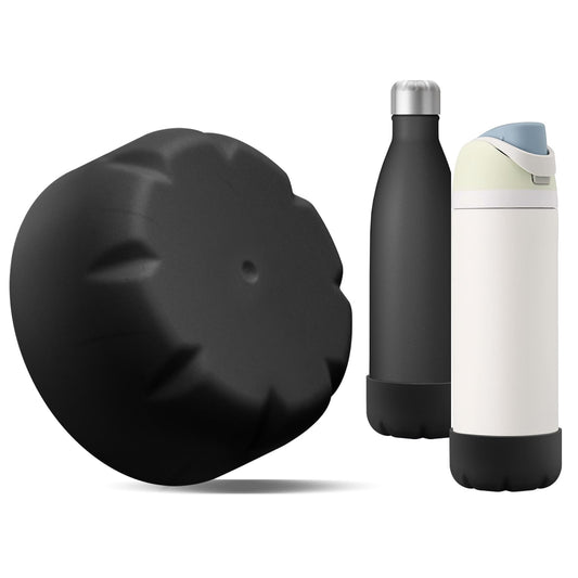 VIKIZUES Silicone Boot Compatible with Owala Water Bottle 24 oz & S'well 25 oz Water Bottle and More 25 oz Stainless Steel Water Bottles, Anti-Slip Bottom Protector Sleeve (Black)