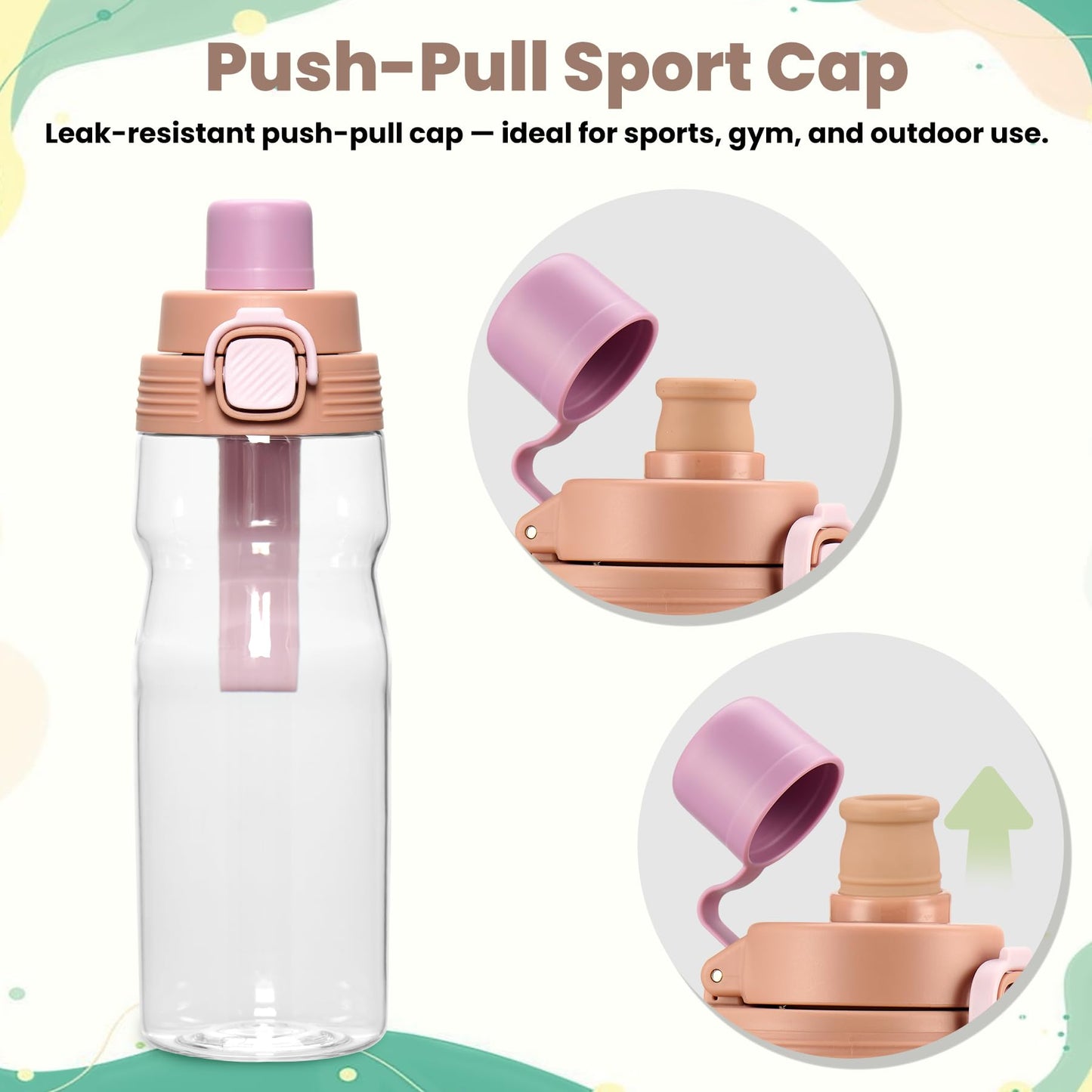 PIQUEBAR Kids insulated Water Bottle 17oz & Sport Water Bottle 24oz Set, Stainless Steel Metal Vacuum Water Bottles, Leakproof Tritan Sport Water Bottles for School Boys Girls, Pink