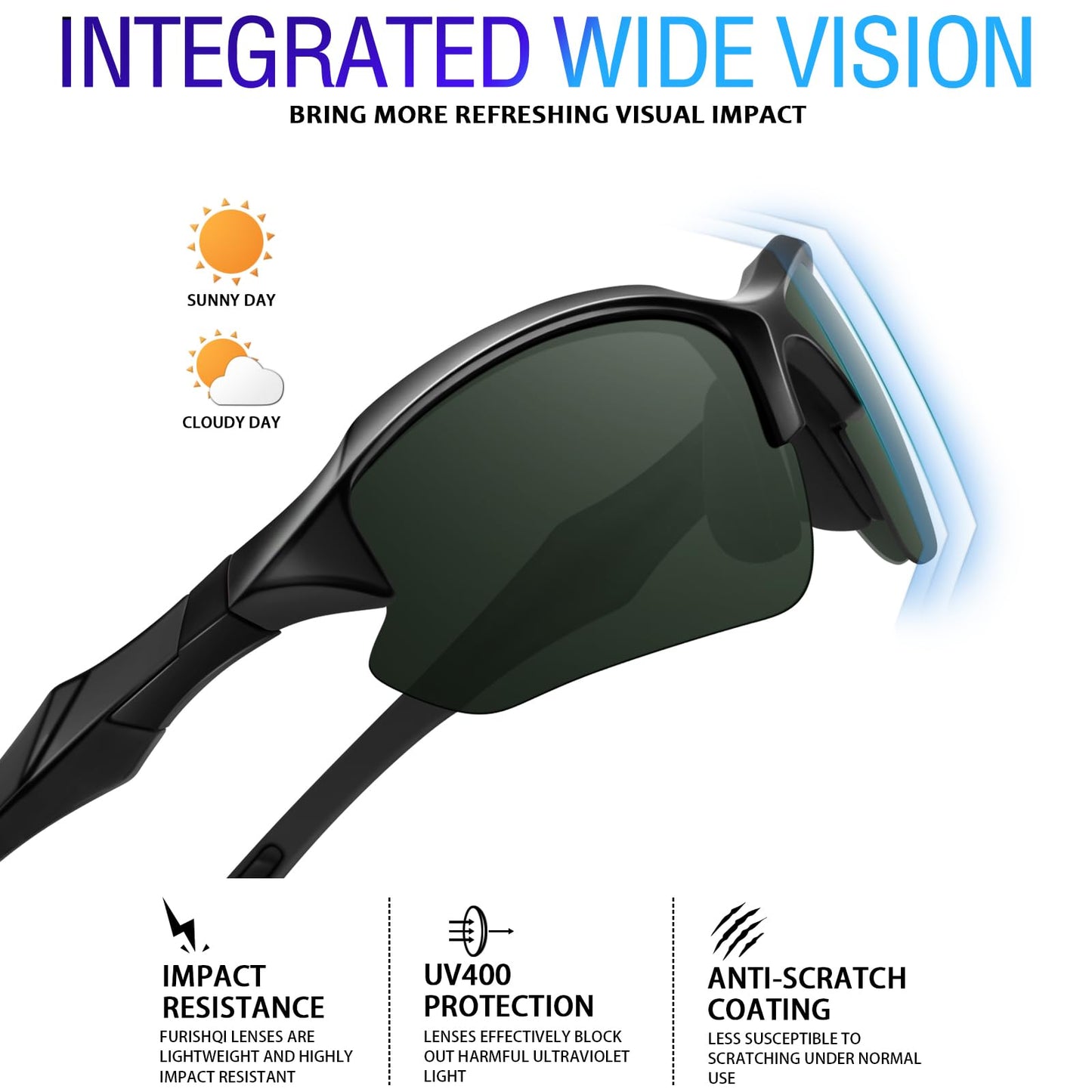 DioKiw 3PACK Sports Polarized Sunglasses for Men Cycling Running Fishing UV400 Protection Sun Glasses Lightweight Half Frame Goggles