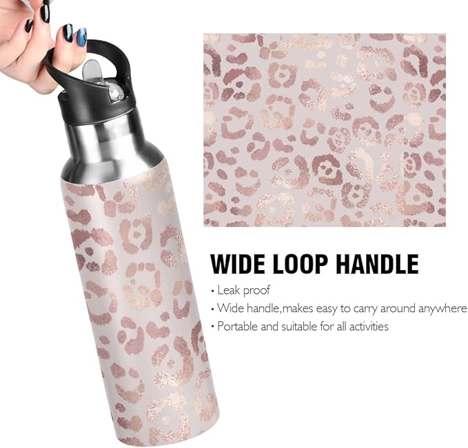 MNSRUU Insulated Water Bottle with Straw, Rainbow and Unicorns Stainless Steel Flasks for Sports Cycling Hiking School