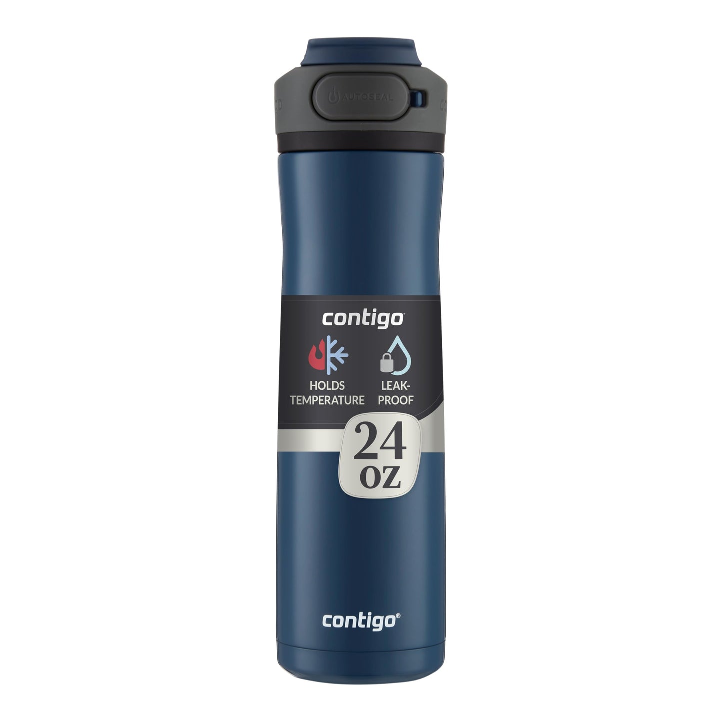 Contigo Cortland Chill 2.0 Blueberry Stainless Steel Water Bottle Vacuum-Insulated Spill-Proof Lid 24oz Ideal for Hot or Cold Drinks Interchangeable Lid Perfect for Kids & Adults