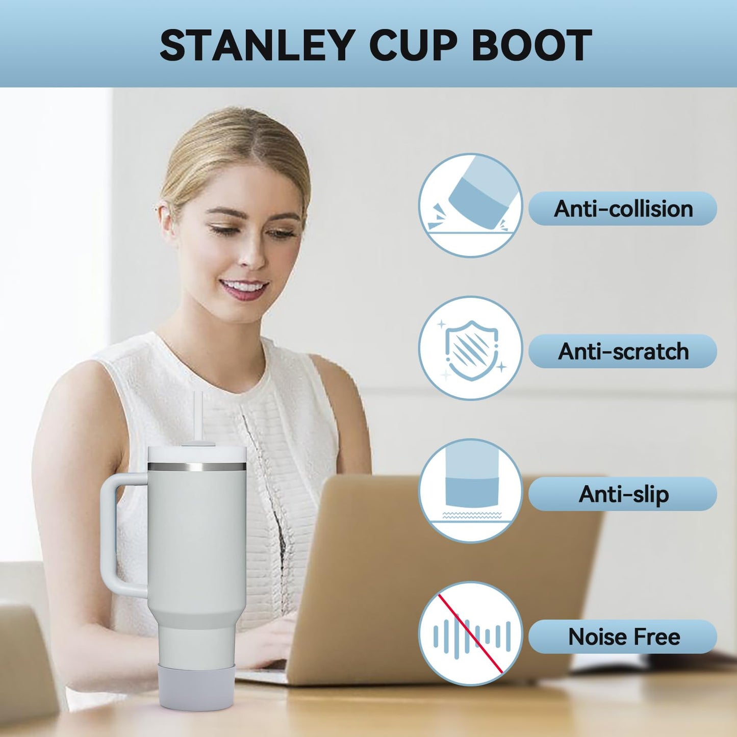 2 PCS for Stanley Boot, Silicone Bottom for Stanley Cup Boot Quencher Adventure 40oz&for Hydroflask Boot 12-24oz for Stanley Tumbler Accessories for Stanley Cup Accessories Avoid Scratches&Noise