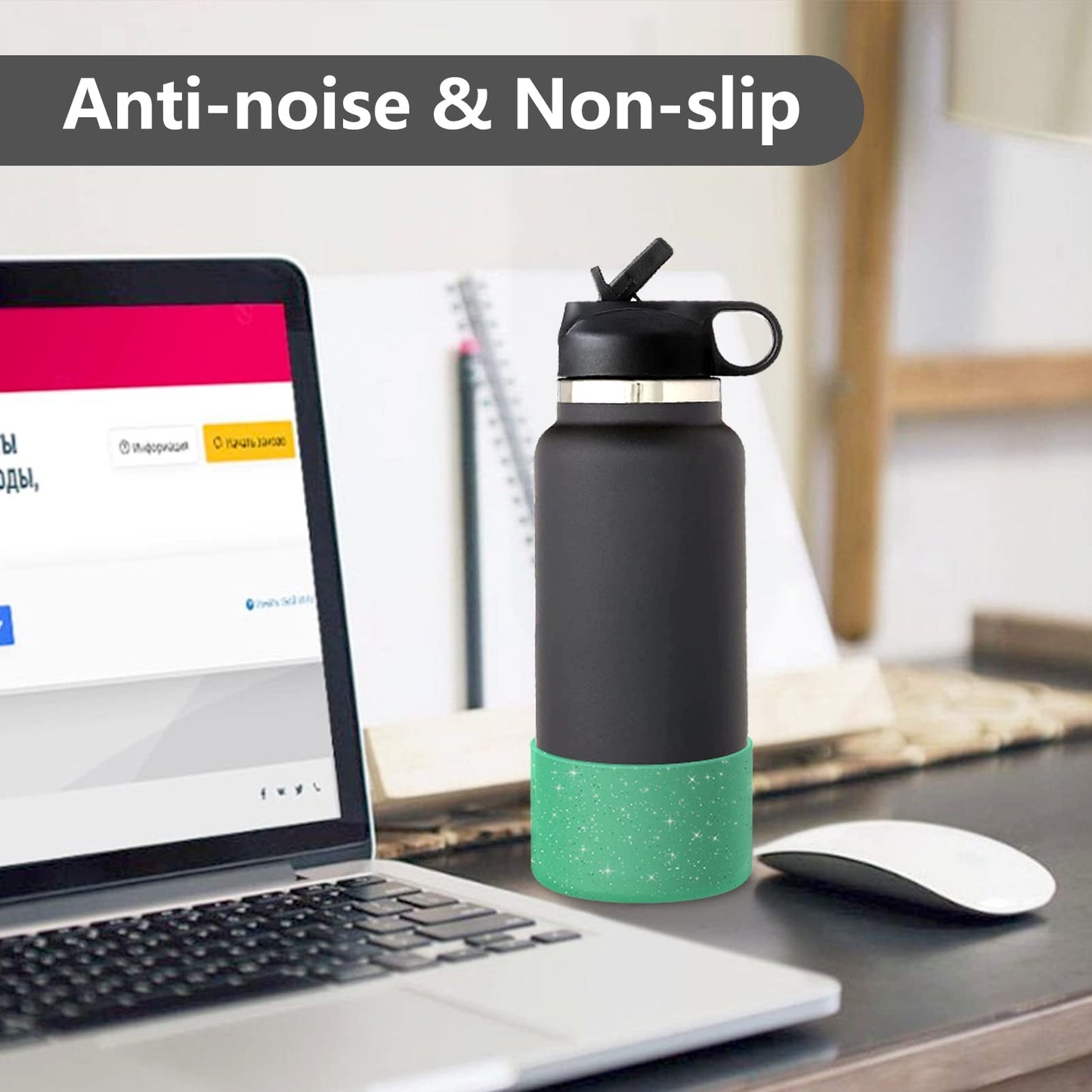 WUQID Protective Bling Silicone Boot Sleeve, Compatible with Stanley Tumbler 20-40oz & Hydro Flask Bottle 12oz-24oz, Glitter Reduces Dents Sleeve Cover for More Bottles/Tumblers Bottom of 2.83-2.95in