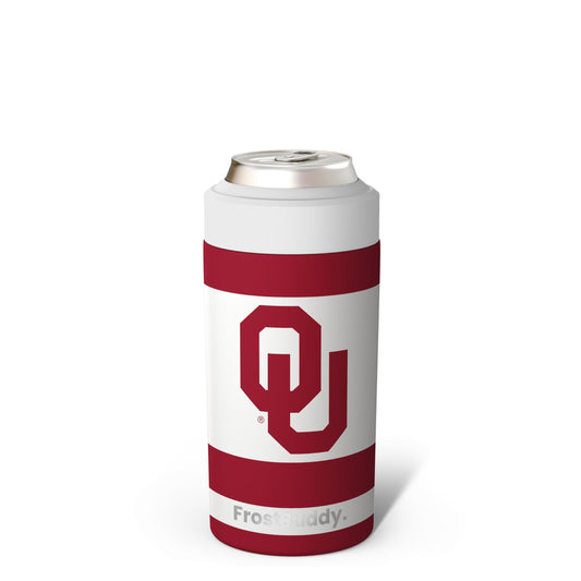 Frost Buddy Universal Can Cooler - Fits all - Stainless Steel Can Cooler for 12 oz & 16 oz Regular or Slim Cans & Bottles - Stainless Steel (Oklahoma Sooners)