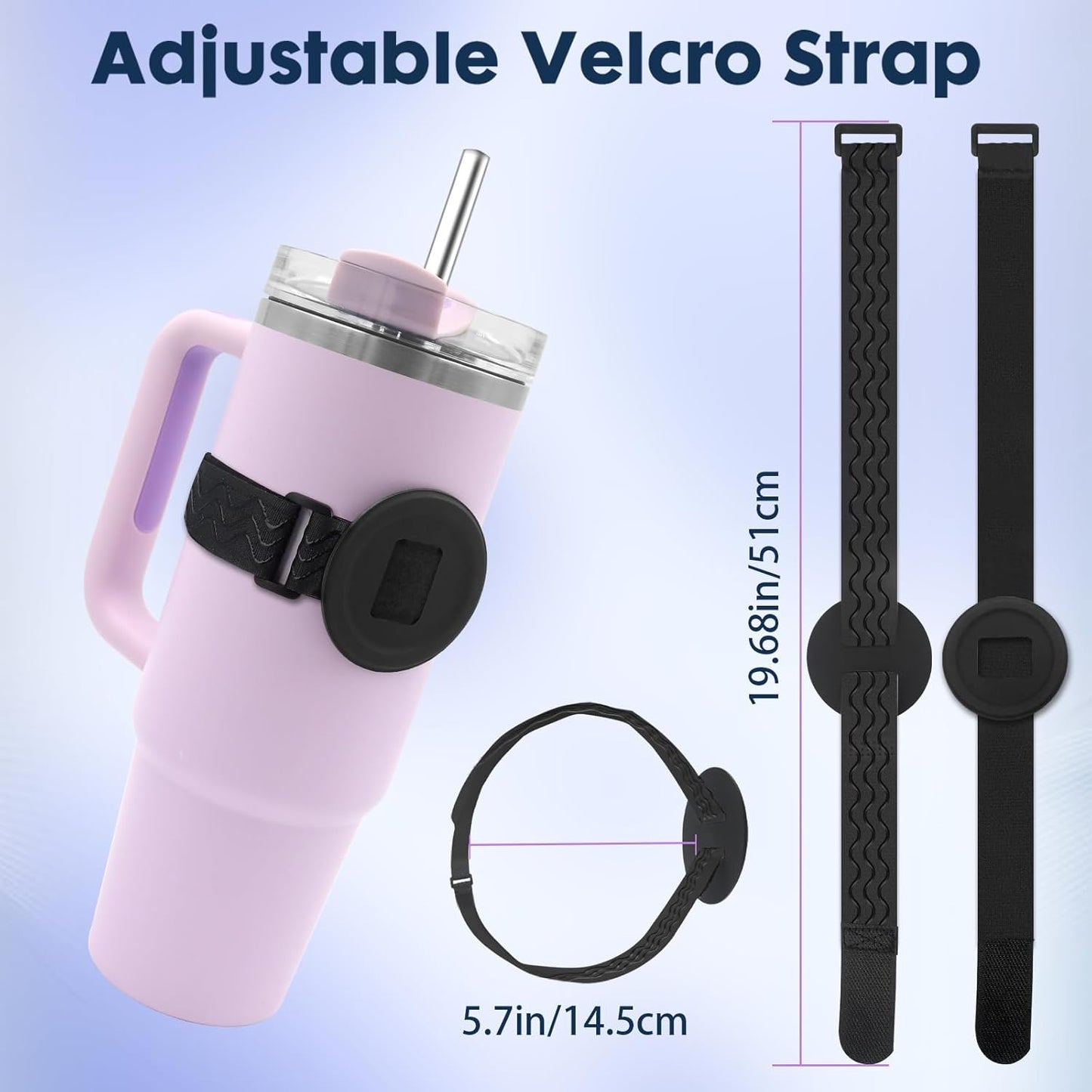 Water Bottle Phone Holder for MagSafe, Magnetic Holder Upgrade Silicone Anti-slip Adjustable Strap for Stanley Cup Gym Accessories, for iPhone & AirPods Owala Simple Modern Water Bottle w/2×Metal Ring