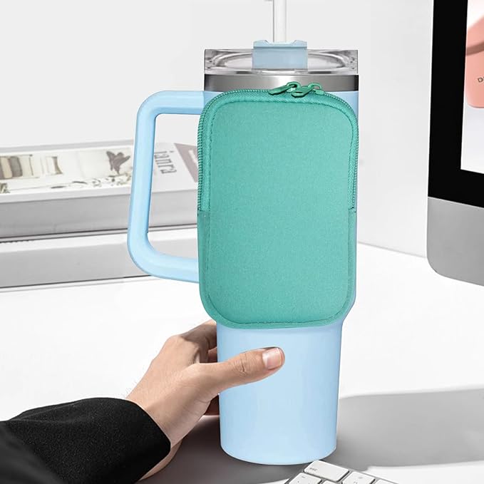 Water Bottle Pouch, Compatible with Stanley Quencher Adventure 40oz & Fit for Stanley IceFlow 20oz 30oz,Handheld Pocket for Safely Carry Cards Keys, Wallet, Earphone etc. Daily Necessities