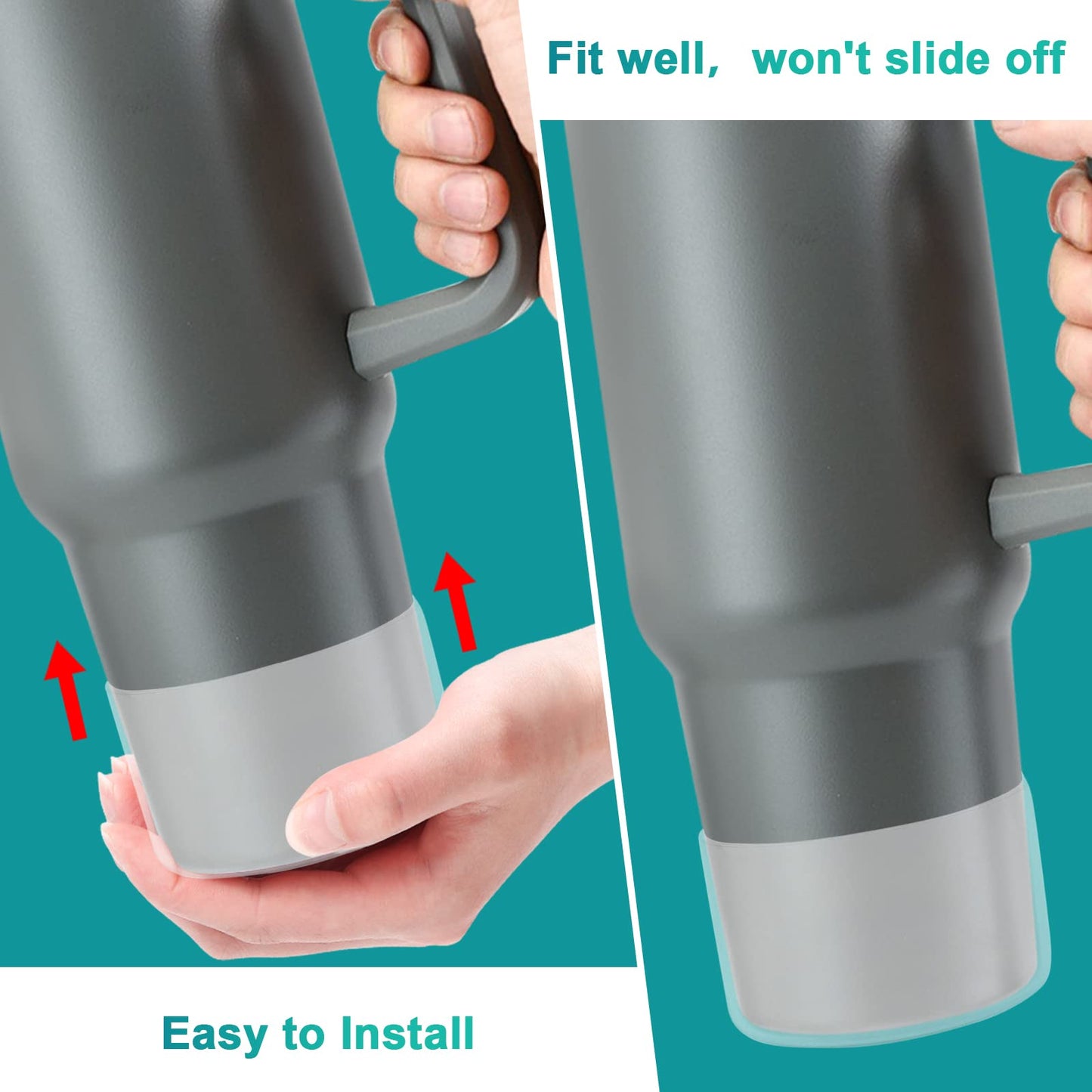 4Pack Silicone Boot for Stanley 40oz Quencher Adventure & Stanley IceFlow 30oz 20oz &Hydroflask 12-24 oz, Reduces Scratches Protective Cup Bottom Sleeve Compatible with Stanley Cup Accessories