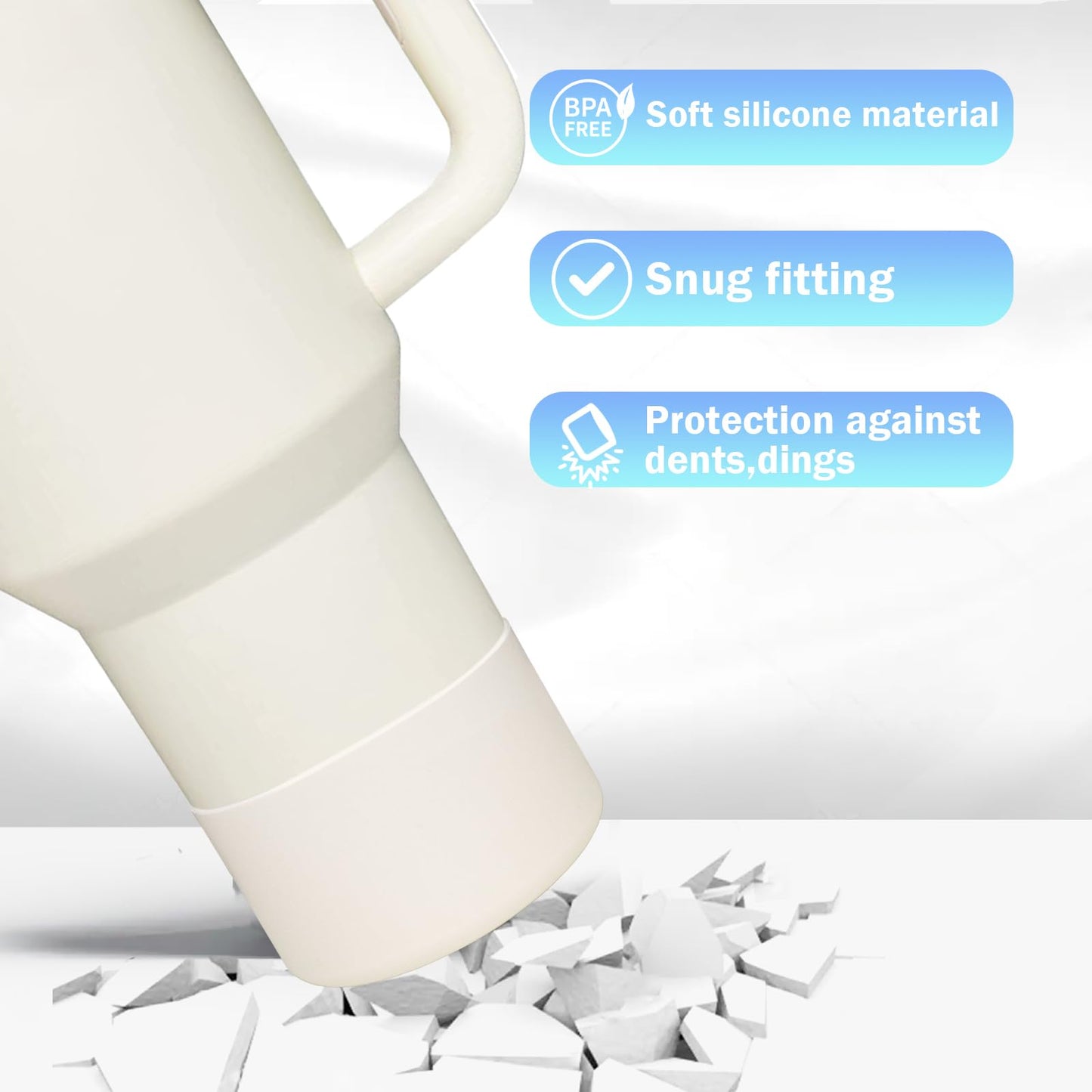 WK IEASON 2 Pcs Tumbler Bottom Protector Boot for Stanley Quencher Adventure 40oz & Stanley IceFlow 20oz 30oz and Compatible with Hydro Flask Water Bottle 12oz 21oz 24oz (Creamx2)