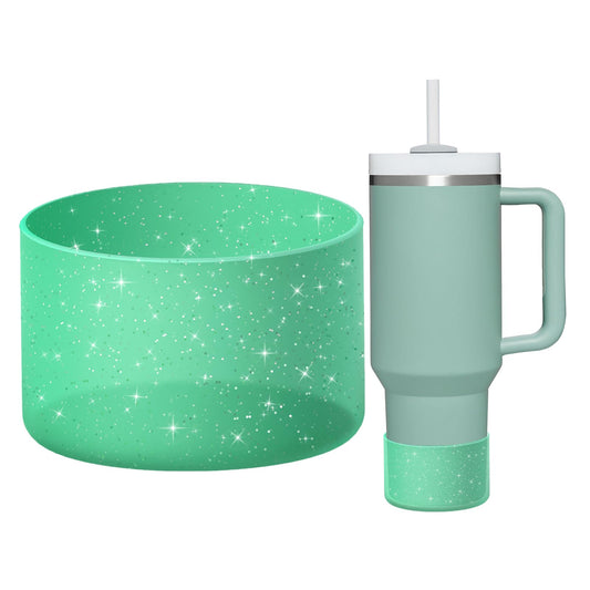 WUQID Protective Bling Silicone Boot Sleeve, Compatible with Stanley Tumbler 20-40oz & Hydro Flask Bottle 12oz-24oz, Glitter Reduces Dents Sleeve Cover for More Bottles/Tumblers Bottom of 2.83-2.95in
