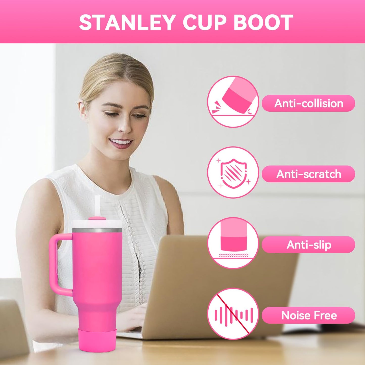 2 PCS for Stanley Boot, Silicone Bottom for Stanley Cup Boot Quencher Adventure 40oz&for Hydroflask Boot 12-24oz for Stanley Tumbler Accessories for Stanley Cup Accessories Avoid Scratches&Noise