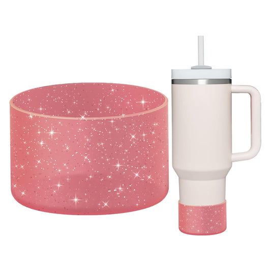 WUQID Protective Bling Silicone Boot Sleeve, Compatible with Stanley Tumbler 20-40oz & Hydro Flask Bottle 12oz-24oz, Glitter Reduces Dents Sleeve Cover for More Bottles/Tumblers Bottom of 2.83-2.95in