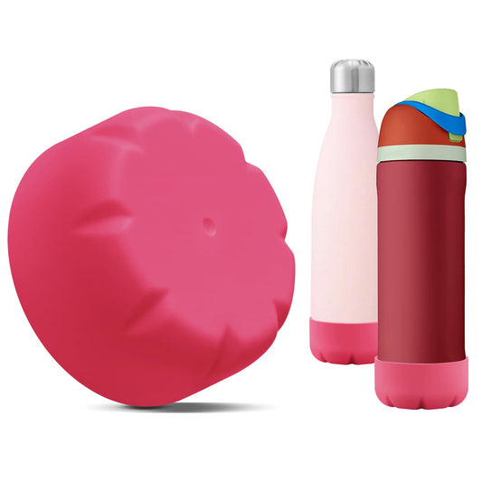 VIKIZUES Silicone Boot Compatible with Owala Water Bottle 24 oz & S'well 25 oz Water Bottle and More 25 oz Stainless Steel Water Bottles, Anti-Slip Bottom Protector Sleeve (Watermelon Red)
