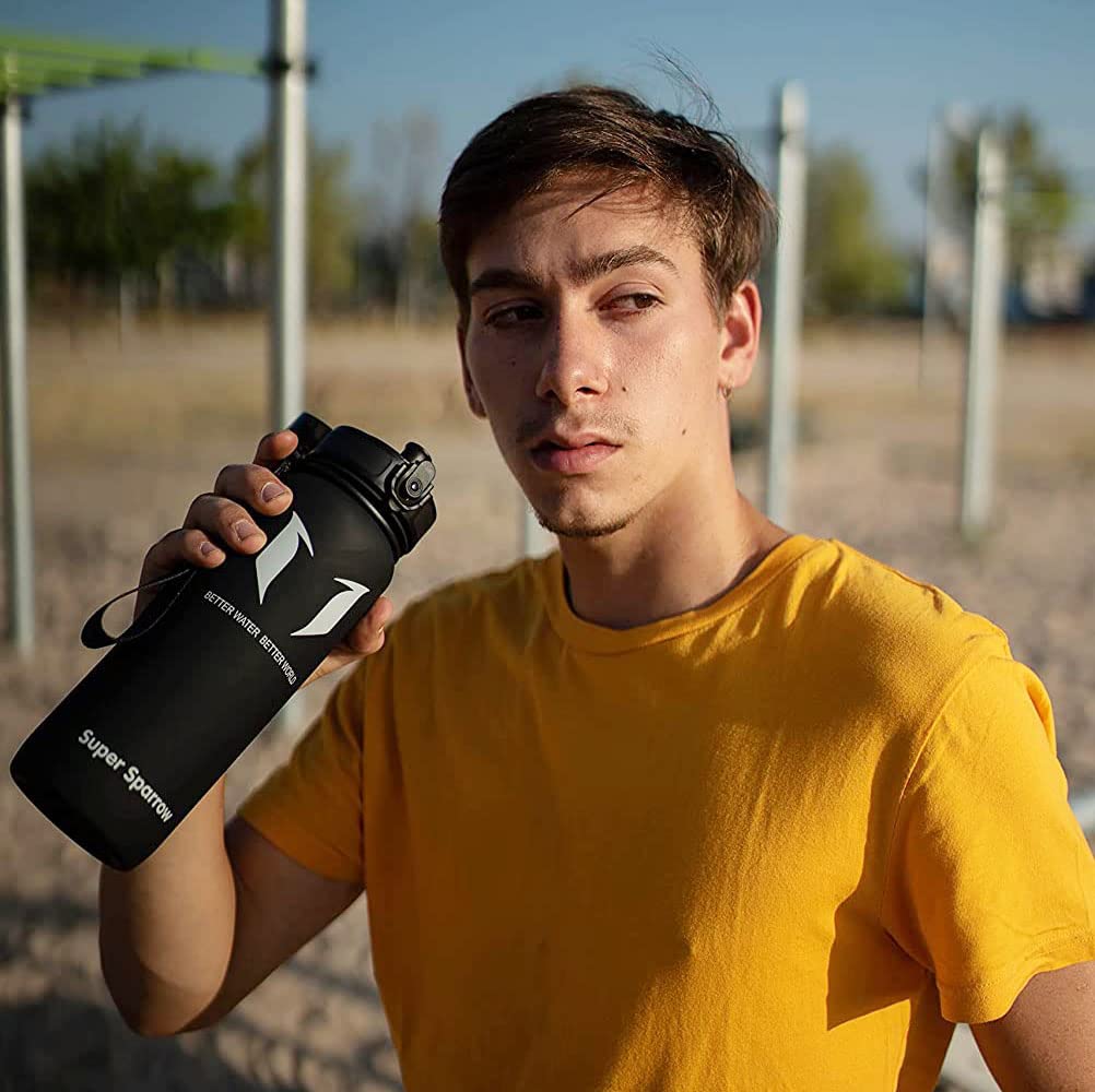 Super Sparrow Water Bottle - 32 oz - BPA & Toxic Free Tritan Water Bottles - One Touch Opening - Leak-proof Plastic Bottle - Kids Water Bottle for Office, Gym, Outdoor, Sports