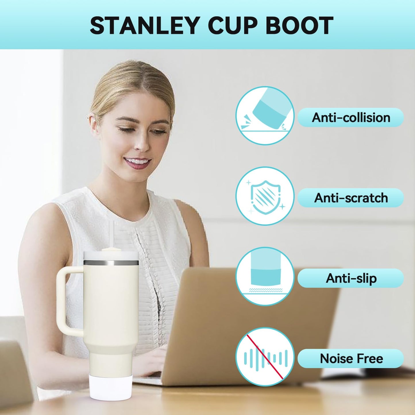 2 PCS for Stanley Boot, Silicone Bottom for Stanley Cup Boot Quencher Adventure 40oz&for Hydroflask Boot 12-24oz for Stanley Tumbler Accessories for Stanley Cup Accessories Avoid Scratches&Noise