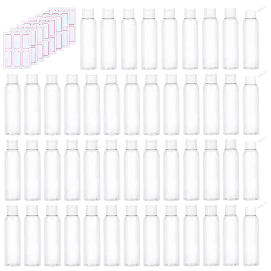Trendbox 120ml/4oz Clear Plastic Empty Bottles with Flip Cap BPA-Free Travel Containers for Shampoo, Lotions, Liquid Body Soap and Massage Oils - 48 Pack