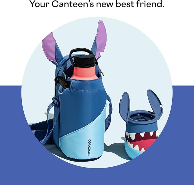 Corkcicle x Disney Stitch Crossbody Water Bottle Sling Bag, Fits 16 oz to 40 oz Tumbler – Water Bottle Holder with Strap and Padded Interior Securely Holds Bottle, Cards, Phone, Keys, and More