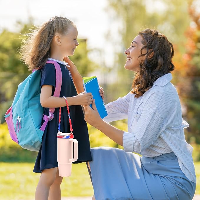 2PCS Water Bottle Handle Strap,Silicone Water Bottle Sling Compatible with Stanley Water Cup Accessories Water Bottle Holder with Strap Fits Most 8-40oz Water Bottles(2+4)