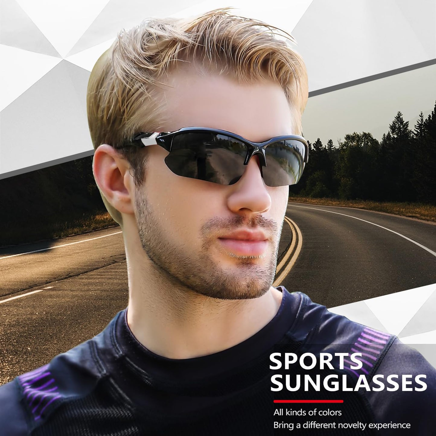 DioKiw 3PACK Sports Polarized Sunglasses for Men Cycling Running Fishing UV400 Protection Sun Glasses Lightweight Half Frame Goggles