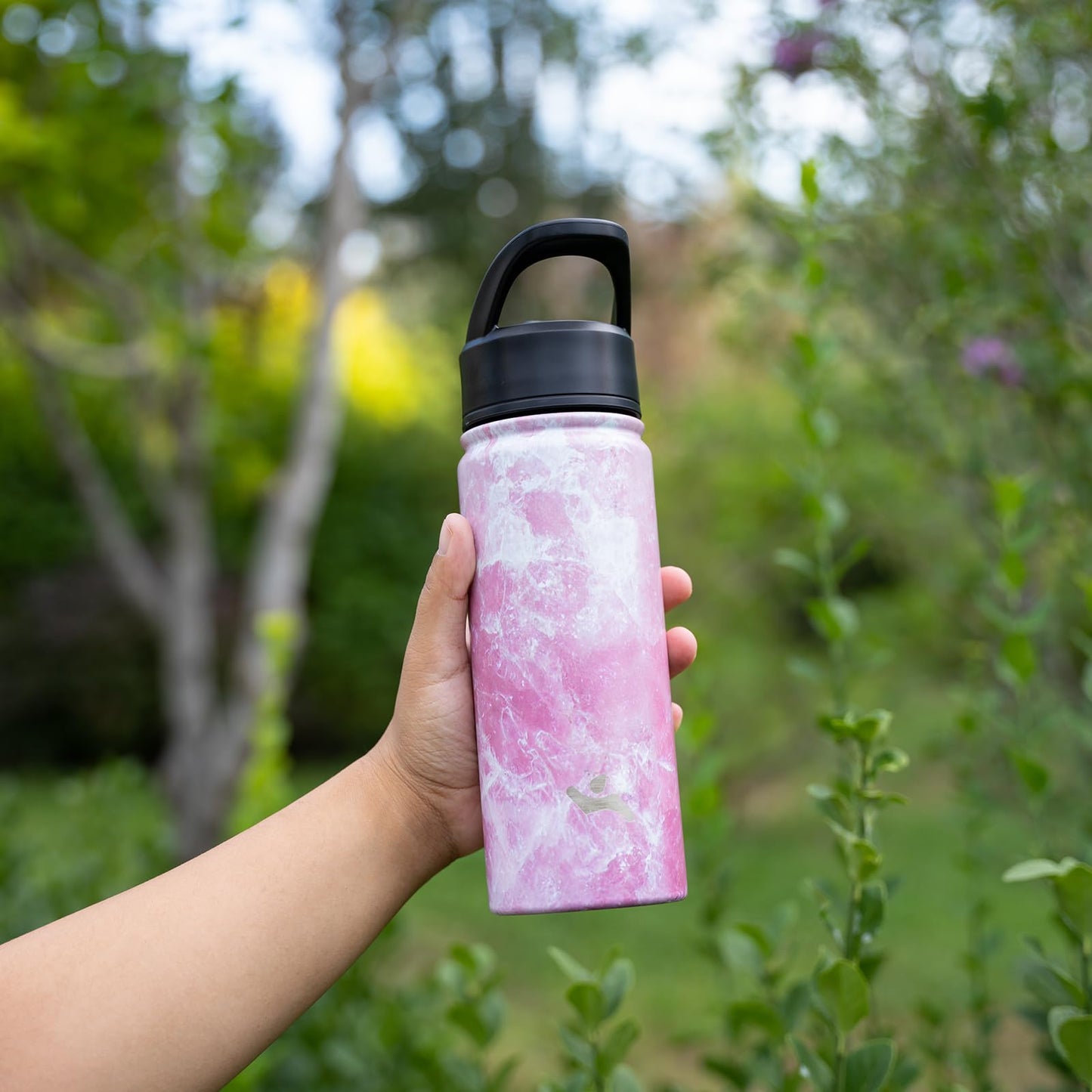 Konokyo Insulated Water Bottle 24oz Stainless Steel Sport Bottles with 3 Lids,Marble Blossom
