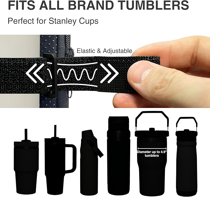 Water Bottle Pouch for Stanley Cups with 20oz 30oz 40oz Stanley Quencher Adventure & Stanley IceFlow, Gym Accessories for Women Tumbler Pouch with Strap & Zipper Cup Purse for Card Keys (Black, Small)