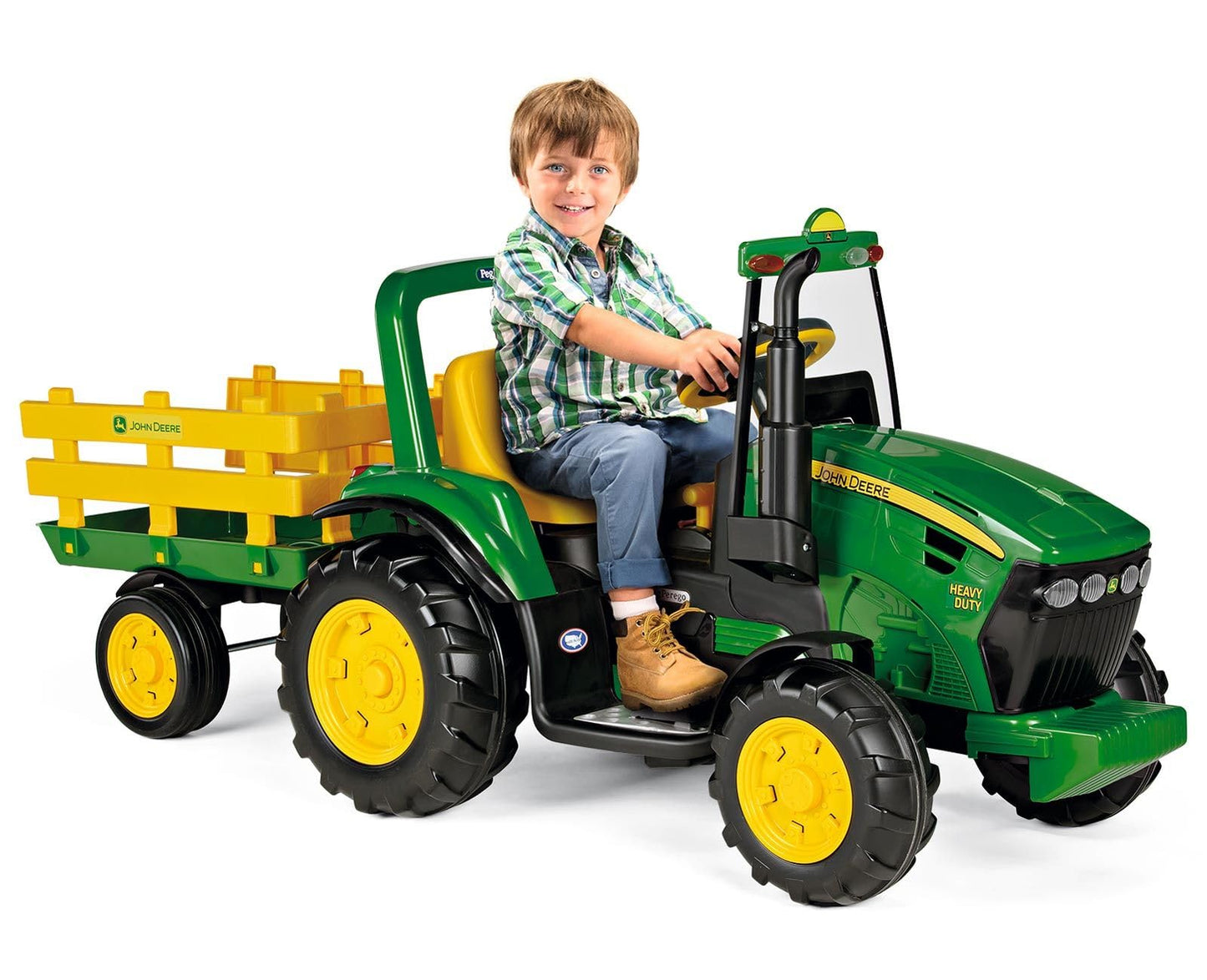 Peg Perego John Deere Heavy Duty Tractor Extra-Large 12 Volt Ride on Tractor for Kids Ages 3-7