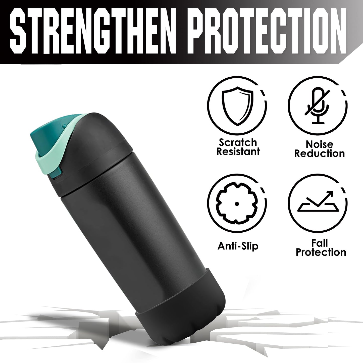 VIKIZUES Silicone Boot Compatible with Owala Water Bottle 24 oz & S'well 25 oz Water Bottle and More 25 oz Stainless Steel Water Bottles, Anti-Slip Bottom Protector Sleeve (Black)