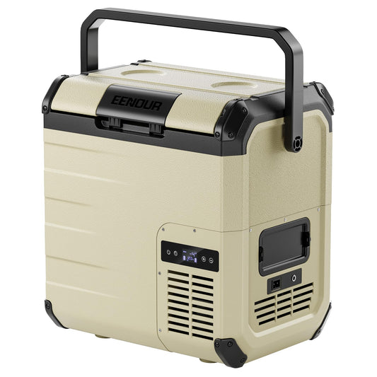 EENOUR D18 12 Volt Car Refrigerator, Portable Freezer 19Qt/18L Battery & Solar Powered Cooler 25W, -4~50℉, 12/24V DC, 110~240V AC, Electric Cooler Ideal for Road Trips, Camping (Battery Not Included)