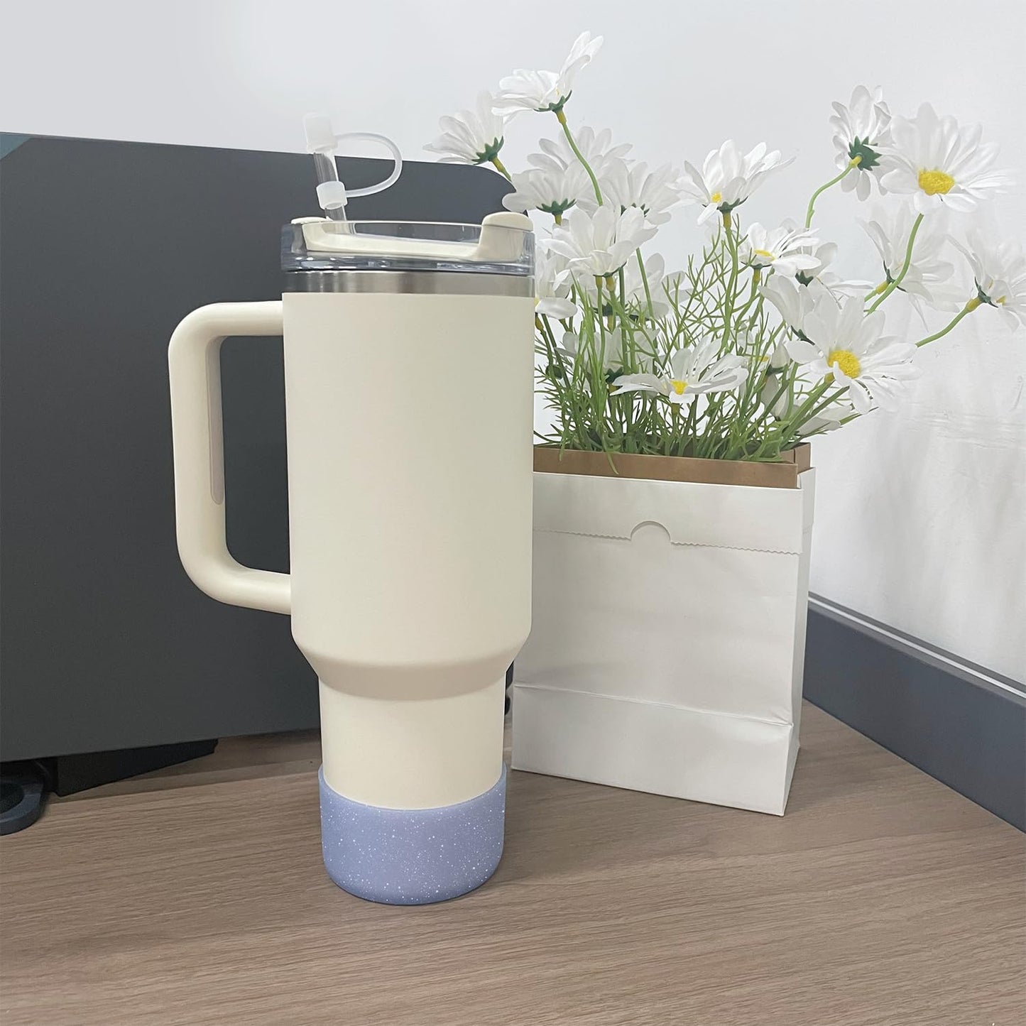 WORBSS Glitter Silicone Boot Sleeve for Stanley Cup H2.0 40oz Accessories & Hydro Flask 18-24oz 2.85-3.0 inch Tumbler Wide Mouth Water Bottle Protector Bottom Sleeve Cover Bumper Best Gifts