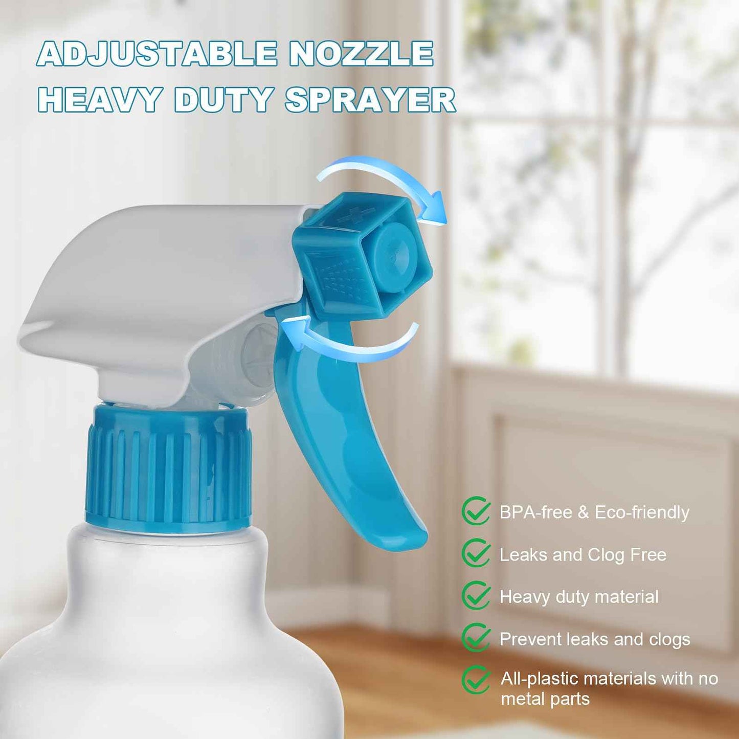 Hethyo Spray Bottles 16.9oz/500ml Plastic Spray Bottle for Hair Mist/Stream Empty Spray Bottle Heavy Duty Refillable Containers for Cleaning Solutions, Plants Gradient 2 Pack (Blue)