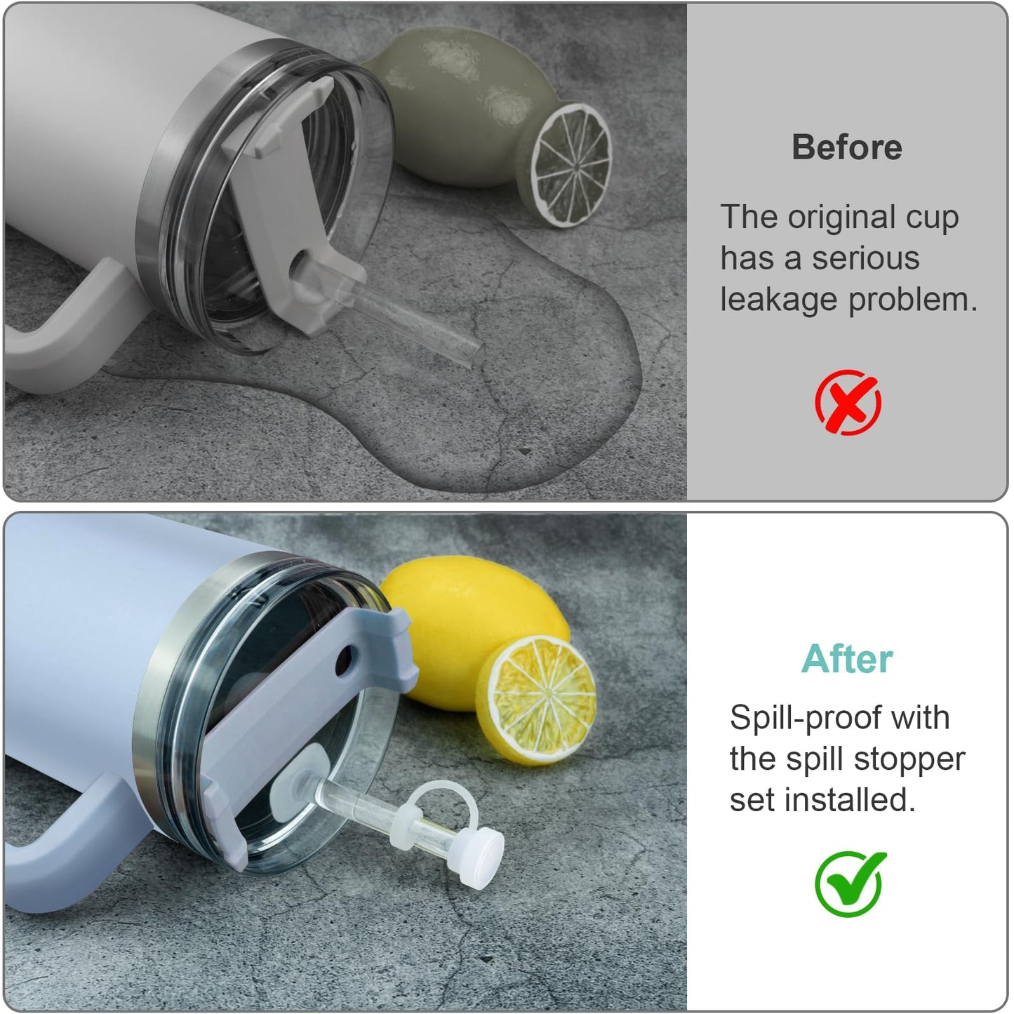 Airboat Silicone Spill Proof Stopper Set and Protective Boot for Stanley H1.0 40oz 30oz Tumbler, Leak Proof Straws Topper, Cover Cap and Anti Slip Bottle Bottom Boot Sleeve for Stanley Mug Cup