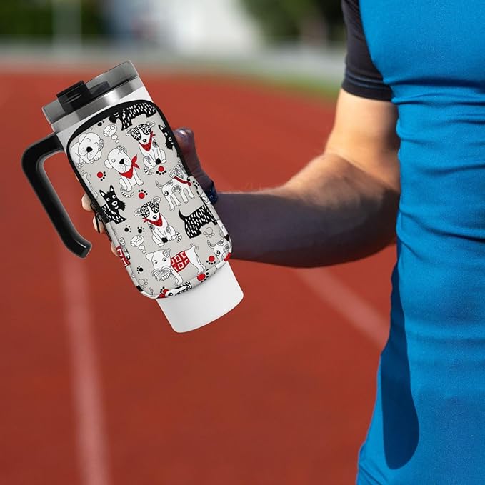 Water Bottle Pouch for Stanley Cup 40oz 30oz,Personalized Gym Purse for Men Women, Tumbler Pouch with Versatile Pocket Water Bottle Bag for Cards, Keys, Phone Botanical Leaf