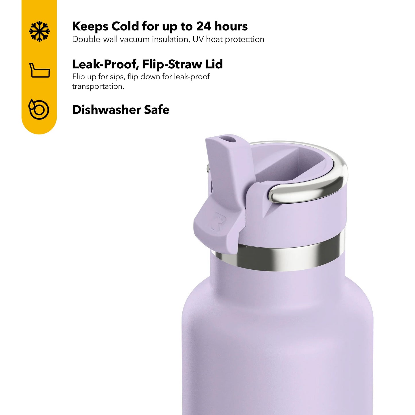 RTIC 20oz Journey Bottle Metal Stainless Steel Vacuum Insulated, BPA Free, Reusable, for Water, Hot and Cold Drinks, Travel, Sports, Camping, Dusty Lilac