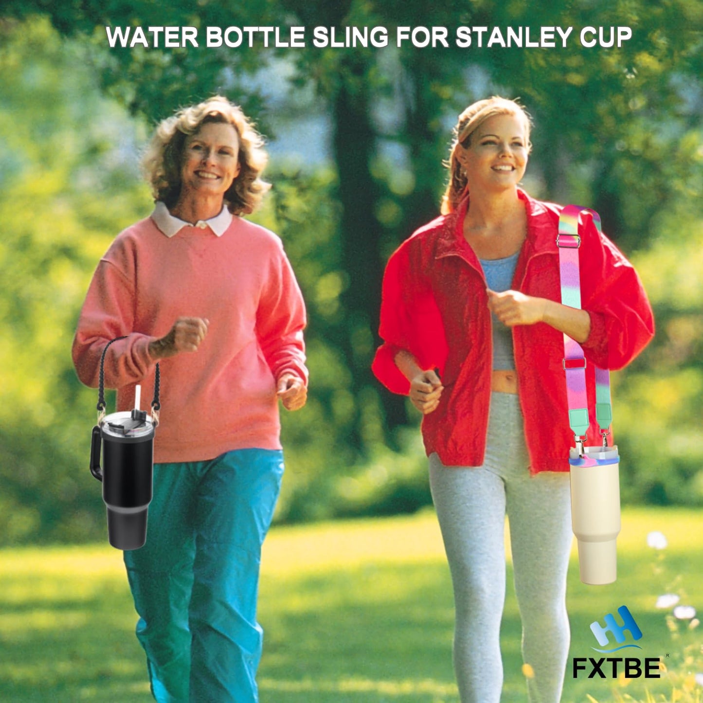 Water Bottle Handle for Stanley Cup 40/30/20 OZ, Holder for Owala/Hydroflask/Simple Modern/Yeti Tumbler, Handle with Strap Fits Most 8-40oz Bottles, Sling for Stanley Cup Accessories