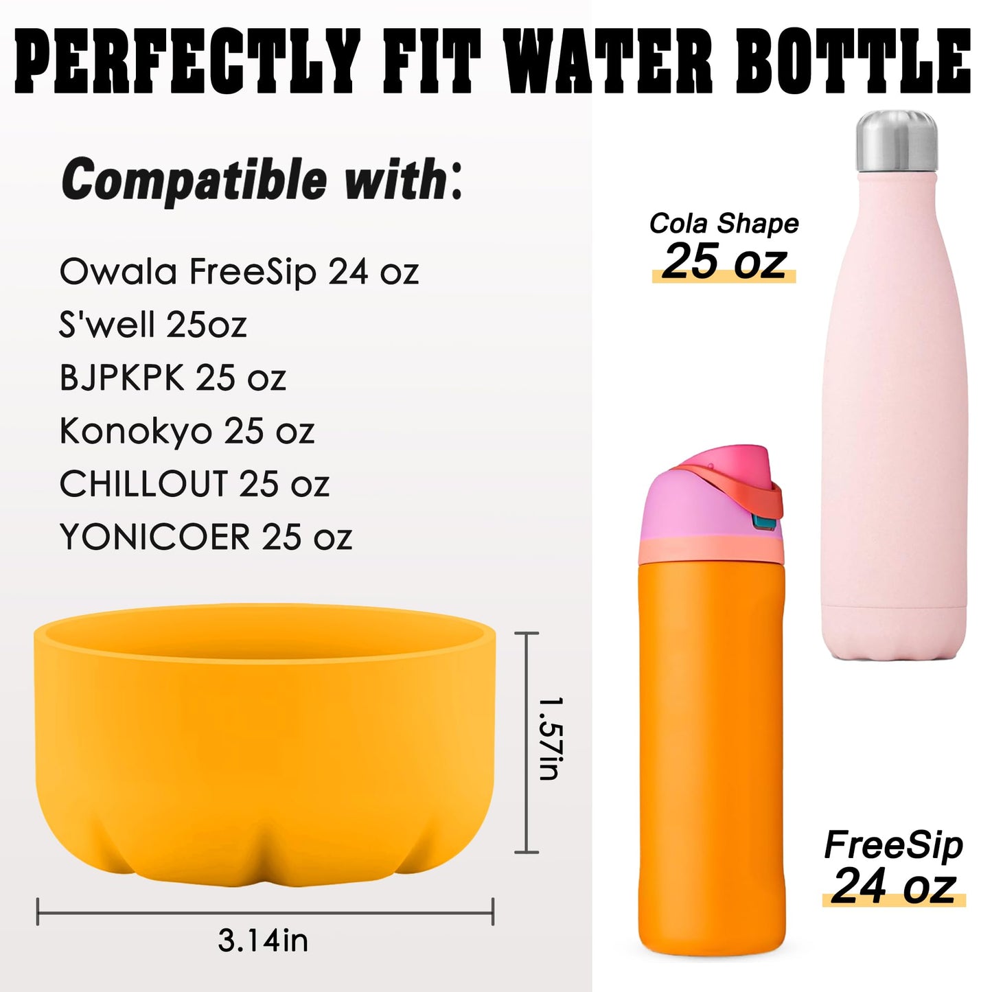VIKIZUES Silicone Boot Compatible with Owala Water Bottle 24 oz & S'well 25 oz Water Bottle and More 25 oz Stainless Steel Water Bottles, Anti-Slip Bottom Protector Sleeve (Starfish)