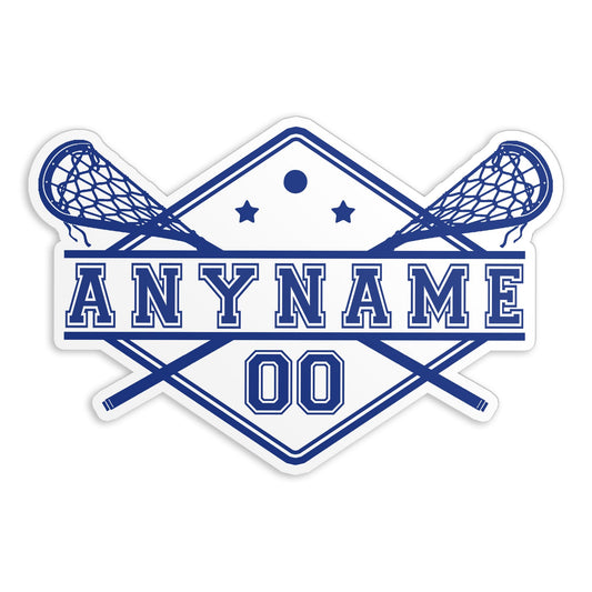 Lacrosse Stick Ball Player Sport Name Custom Sticker Personalized Customized Name Lacrosse Player Waterproof Vinyl Sticker for Water Bottle Laptop Hard Hat Tumbler Cars (Lacrosse Logo)