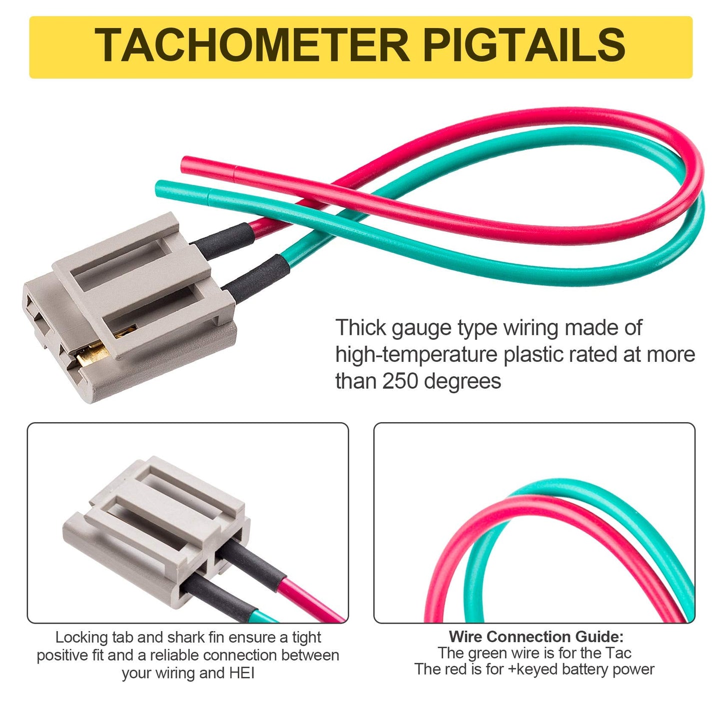 PAGOW 2 Pack 170072 HEI Distributor Pigtail, Electrical Wiring Harness Replacement 12 Volts for Battery and Tachometer Connector Ignition Coil Tach Accessories