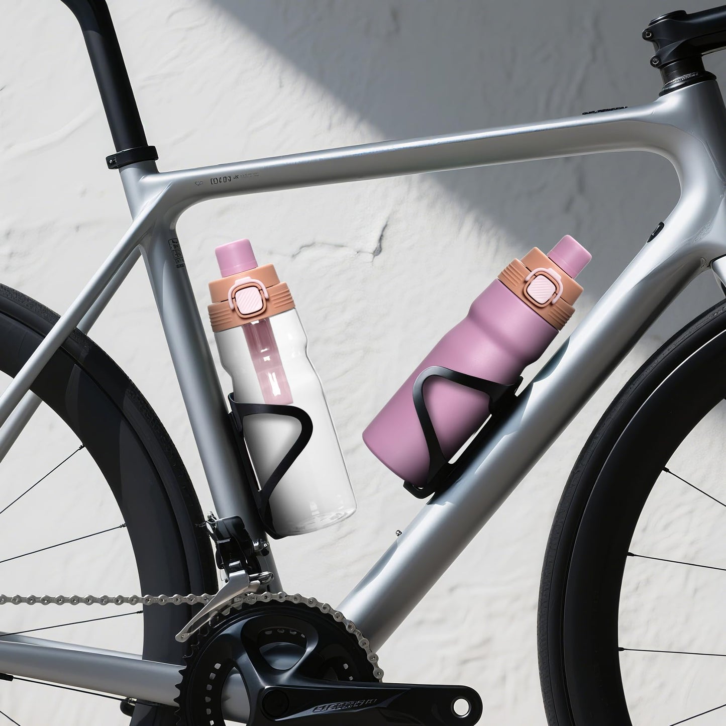 PIQUEBAR Kids insulated Water Bottle 17oz & Sport Water Bottle 24oz Set, Stainless Steel Metal Vacuum Water Bottles, Leakproof Tritan Sport Water Bottles for School Boys Girls, Pink