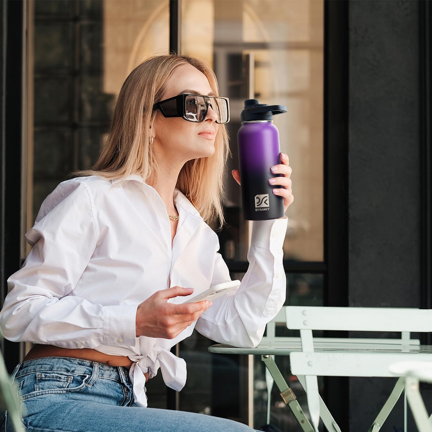 DYSANKY 32 oz Insulated Water Bottle | Thickened Stainless Steel Vacuum Metal | Portable Sports Water Jug for Gym and Hiking with Straw, Carrier Bag, Handle Strap | BPA-Free 32 oz