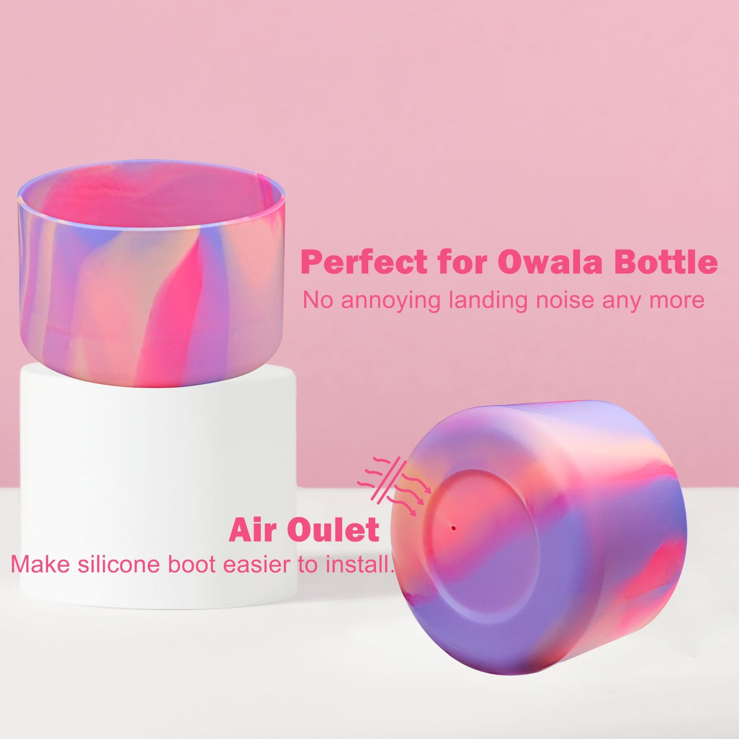 HEYSKAY 2PCS Silicone Boot for Owala Flask Water Bottle 24oz Anti-Slip Protective Sleeve for Owala Twist,FreeSip and Flip Stainless Steel Water Bottle BPA-Free Boot Bottom Base