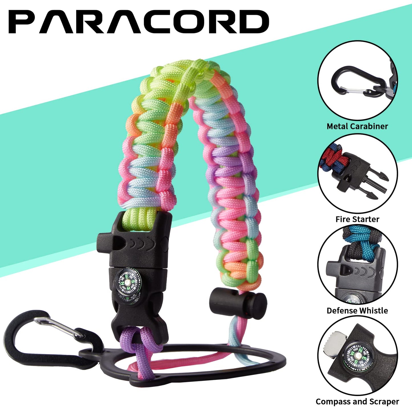 Insulated Stainless Steel Water Bottle - 32/40/64/128 oz Water Bottles with Straw & Spout Lids, Paracord Handle and Carrier Pouch, Workout Water Flask Bottle for Women Men Sport Activities