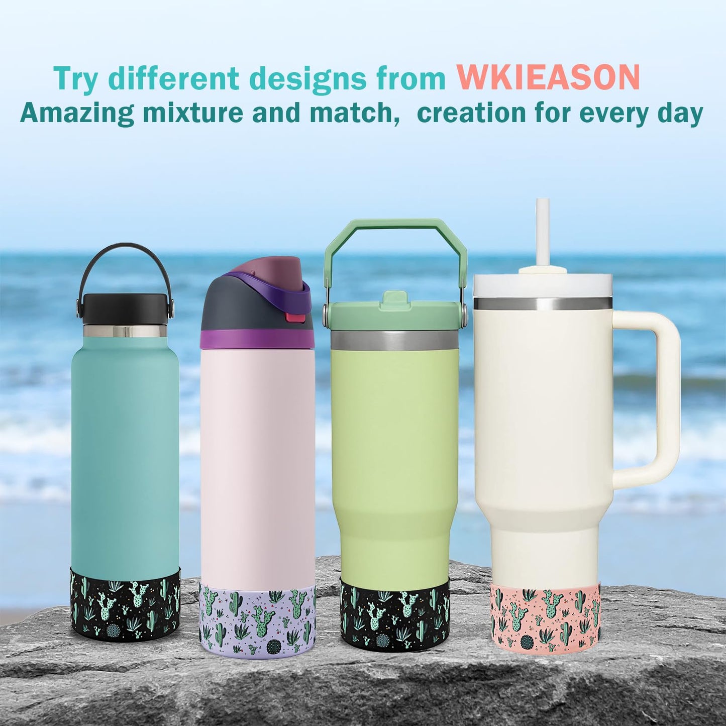 2 Pcs Tumbler Bottom Protector Boot for Stanley Quencher Adventure 40oz & Stanley IceFlow 20oz 30oz and Compatible with Hydro Flask Water Bottle 12oz 21oz 24oz Stealth Landing