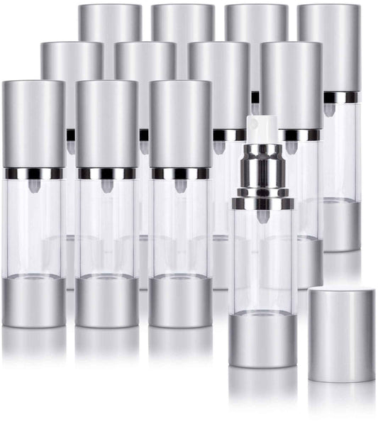 JUVITUS (12 Pack) 1 oz Airless Silver Matte Plastic Spray Bottle