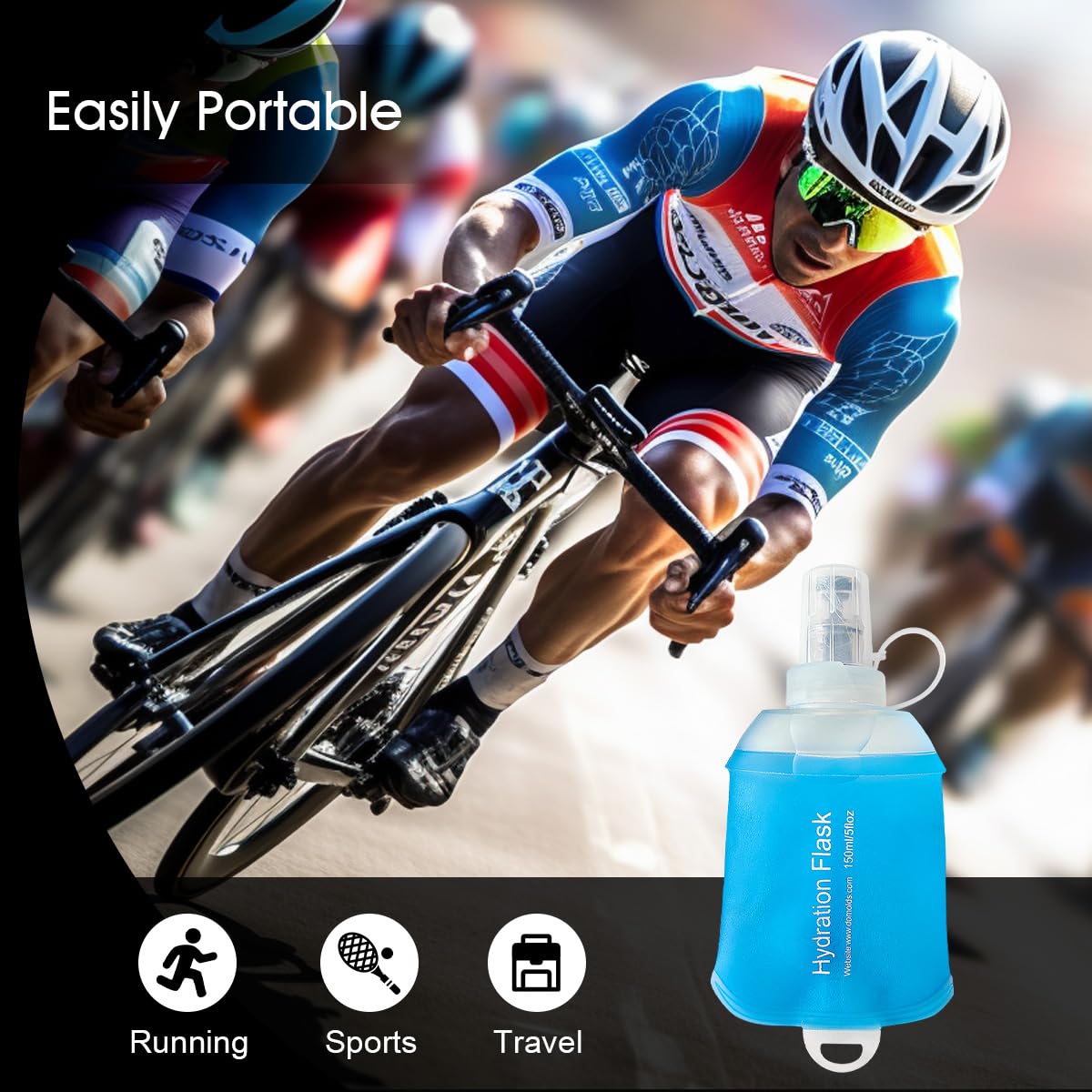 WILDREEDS 250ml Soft Flask, TPU Collapsible Soft Water Bottle for Hydration Pack, Running Vest, Folding Water Bottle for Hiking Cycling Climbing-2Pcs, Blue