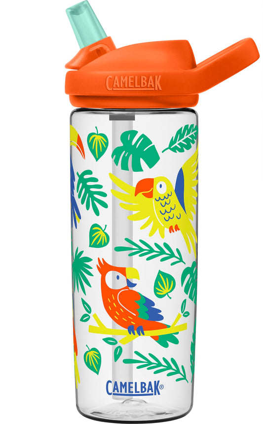 CamelBak Eddy+ 20oz Kids Water Bottle with Tritan Renew – Straw Top, Leak-Proof When Closed, Tropical Birds