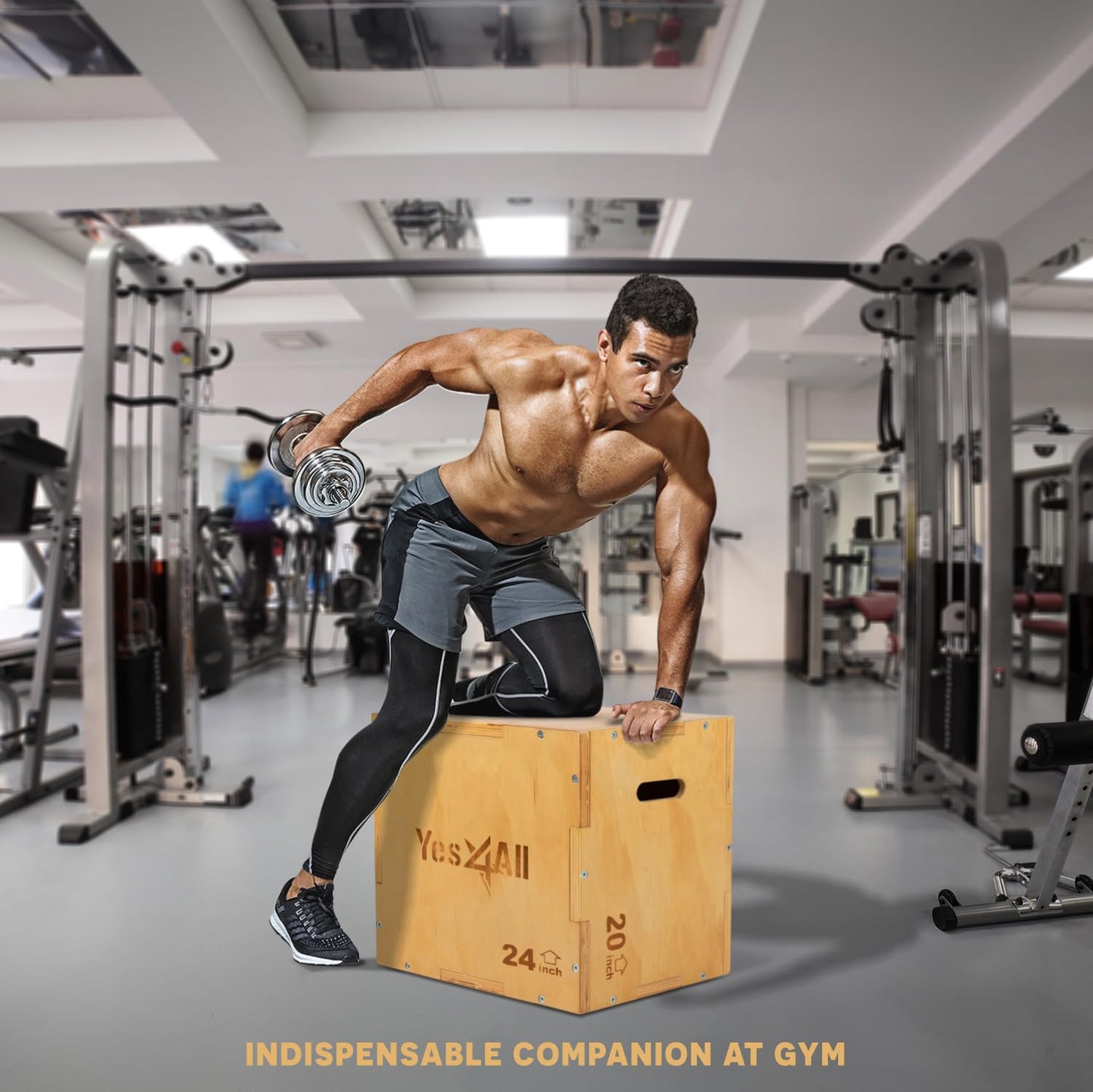 Yes4All 3 in 1 Wooden Plyo Box, Plyometric Box for Home Gym and Outdoor Workouts - 30x24x20", SGQ6